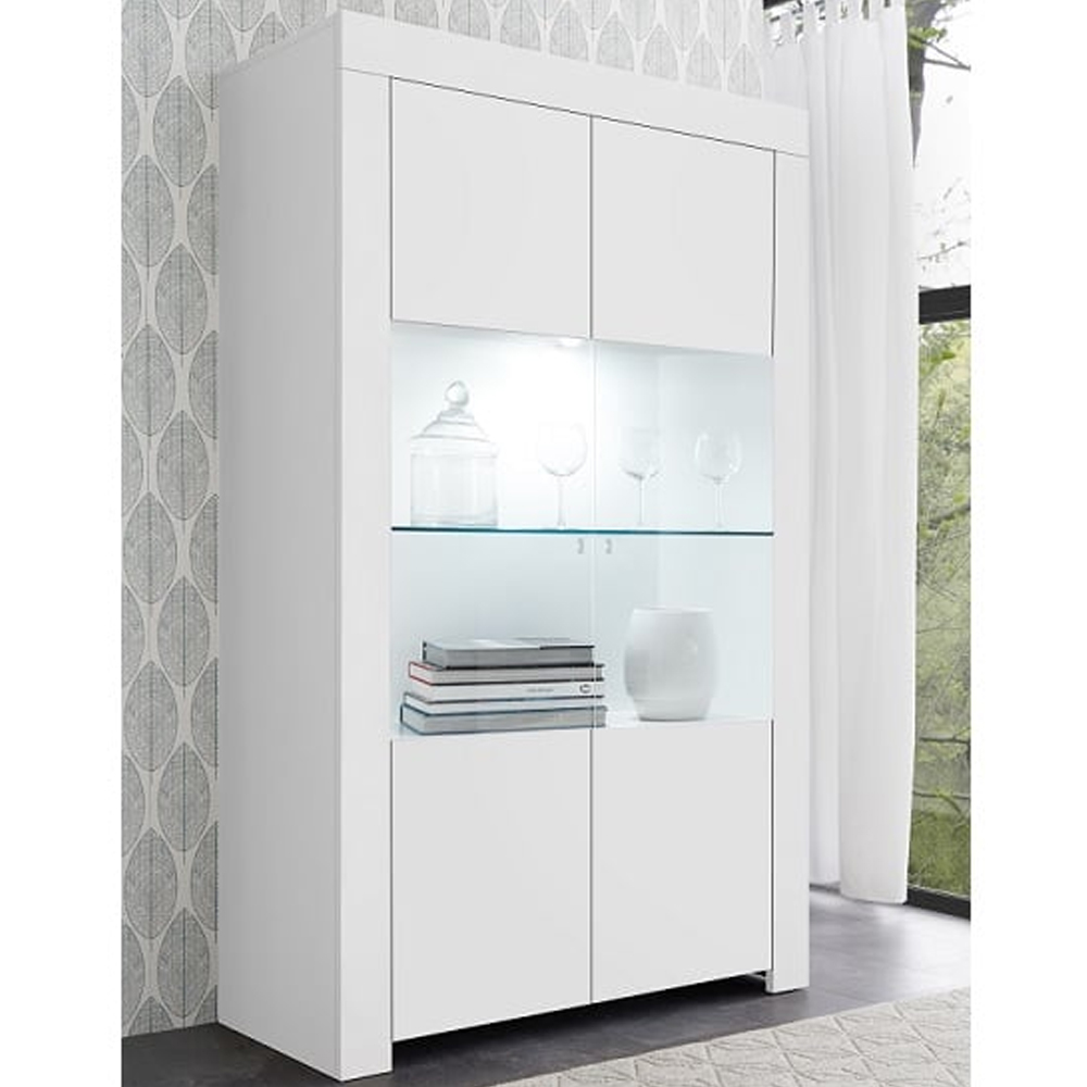 Read more about Ferndale wooden display cabinet with 2 doors in matt white and led