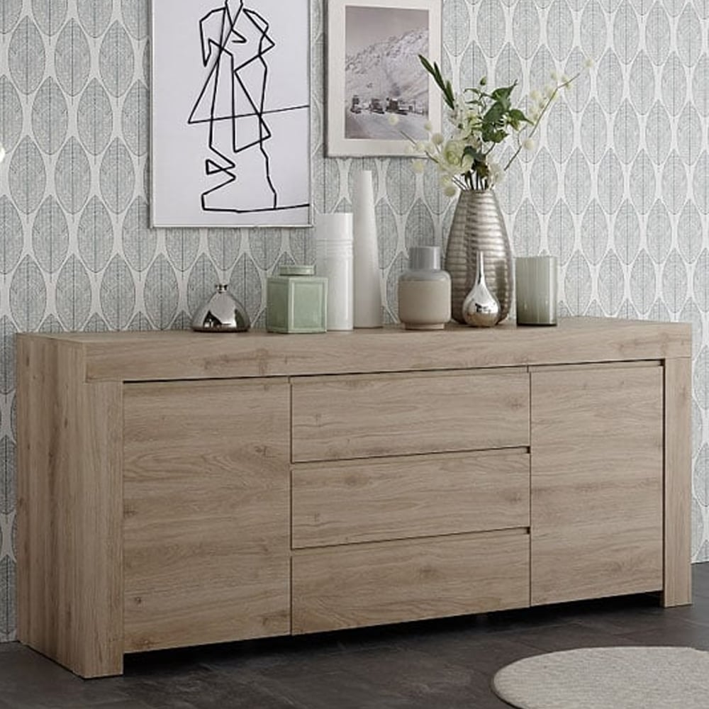 Ferndale Wooden Sideboard With 2 Doors 3 Drawers In Cadiz Oak