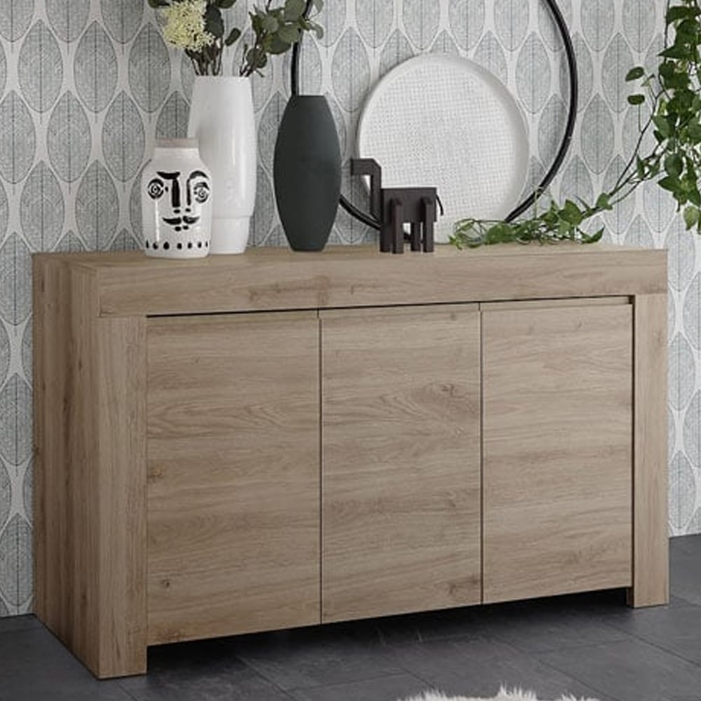 Ferndale Wooden Sideboard With 3 Doors In Cadiz Oak