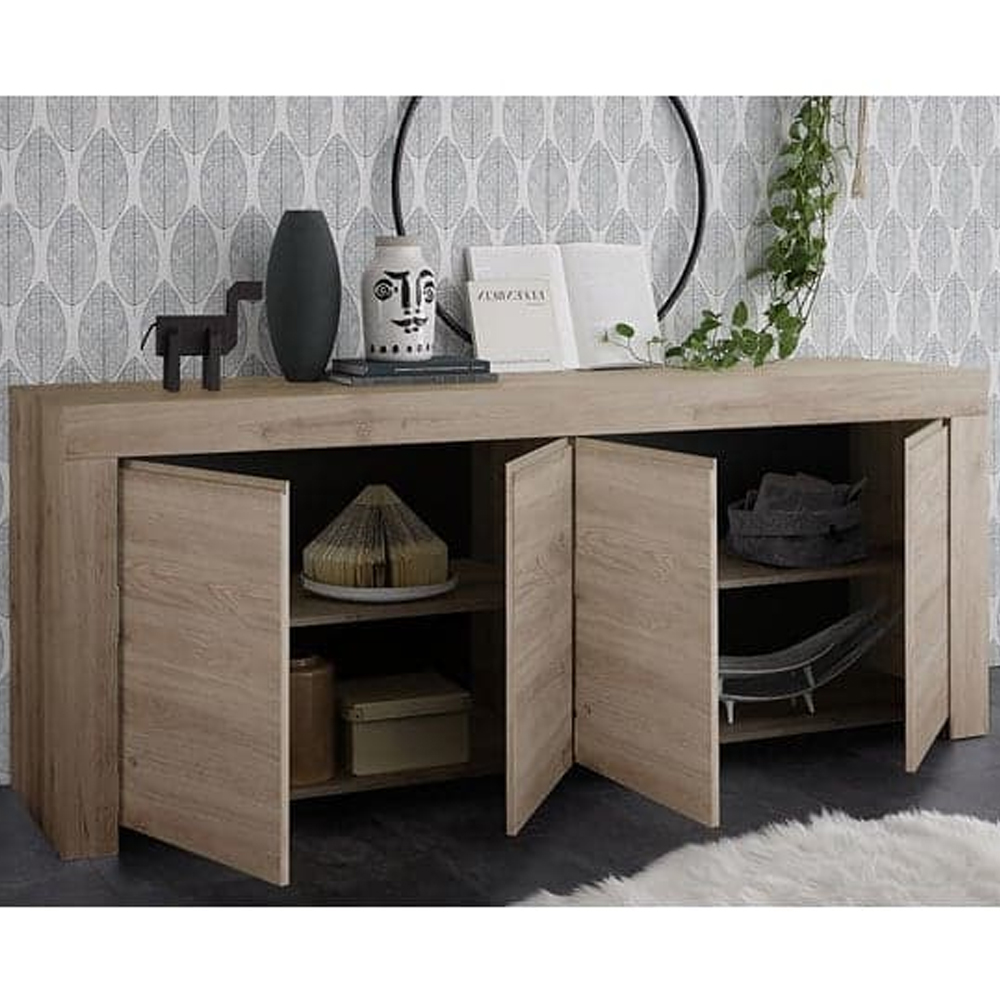 Ferndale Wooden Sideboard With 4 Doors In Cadiz Oak