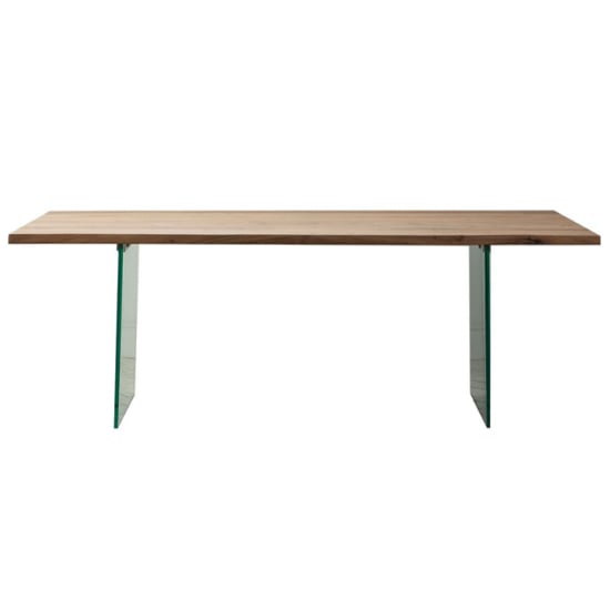 Read more about Ferno large wooden dining table with glass legs in natural