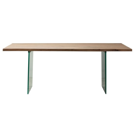 Read more about Ferno small wooden dining table with glass legs in natural