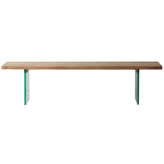 Ferno Wooden Dining Bench With Glass Legs In Natural_2