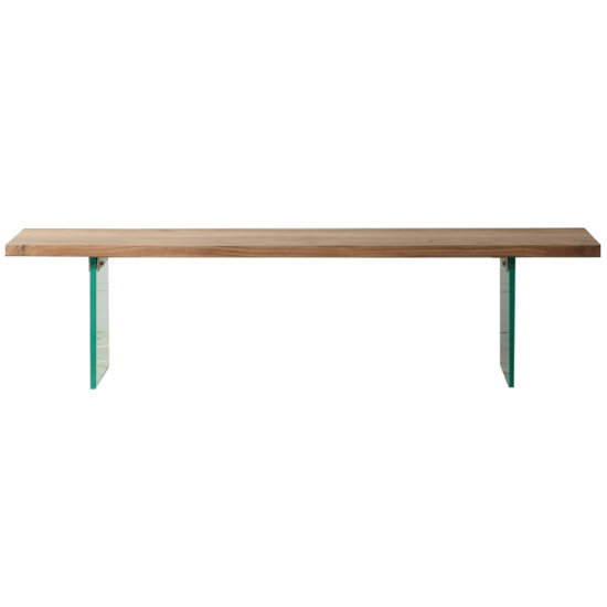 Ferno Wooden Dining Bench With Glass Legs In Natural_2