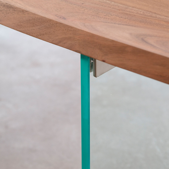 Ferno Wooden Dining Bench With Glass Legs In Natural_4