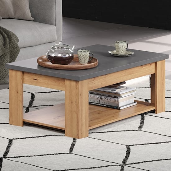 Product photograph of Fero Wooden Coffee Table In Artisan Oak And Matera from Furniture in Fashion