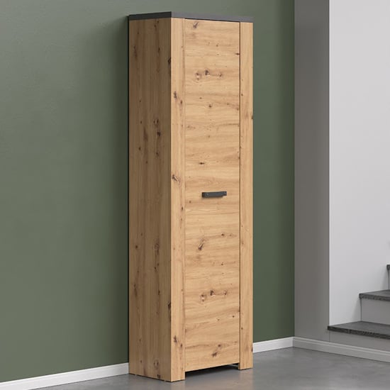 Photo of Fero wooden hallway storage cabinet in artisan oak and matera
