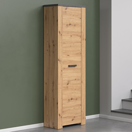 Fero Wooden Hallway Storage Cabinet In Artisan Oak And Matera thumbnail