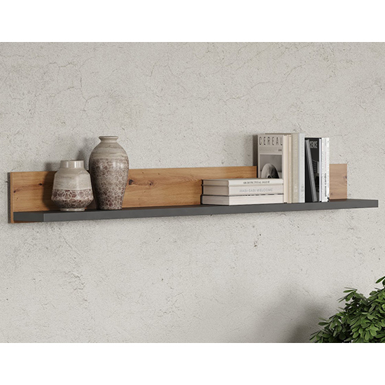 Product photograph of Fero Wooden Wall Shelf In Artisan Oak And Matera from Furniture in Fashion