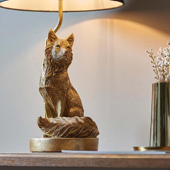 Ferrara Black Fabric Shade Table Lamp In Vintage Gold