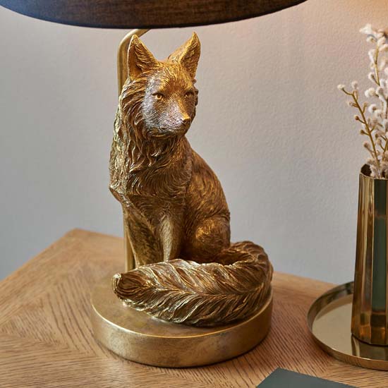 Ferrara Black Fabric Shade Table Lamp In Vintage Gold