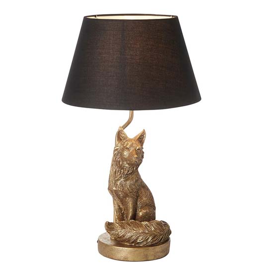 Ferrara Black Fabric Shade Table Lamp In Vintage Gold