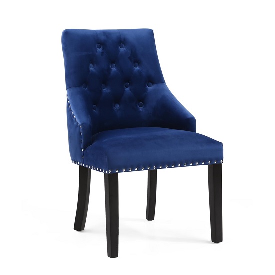 Ferris Accent Chair In Brushed Velvet Ocean Blue With Wooden Legs ...