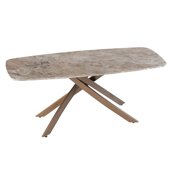 Product photograph of Ferris Marble Coffee Table In Brown With Brass Legs from Furniture in Fashion