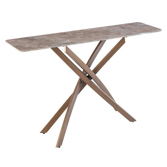 Read more about Ferris marble console table in brown with brass legs