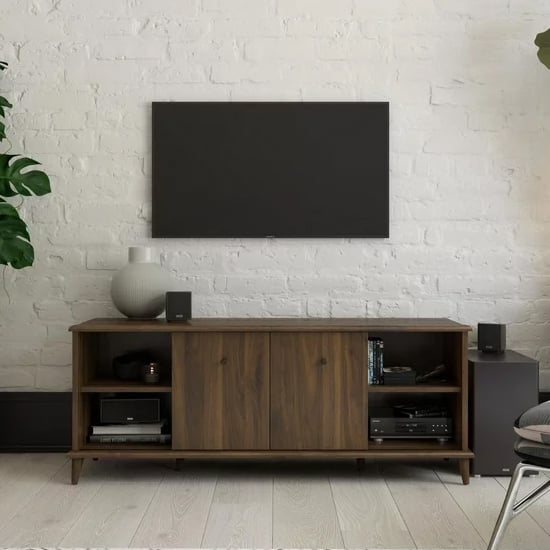 Read more about Ferris wodoen tv stand with 2 sliding doors in walnut