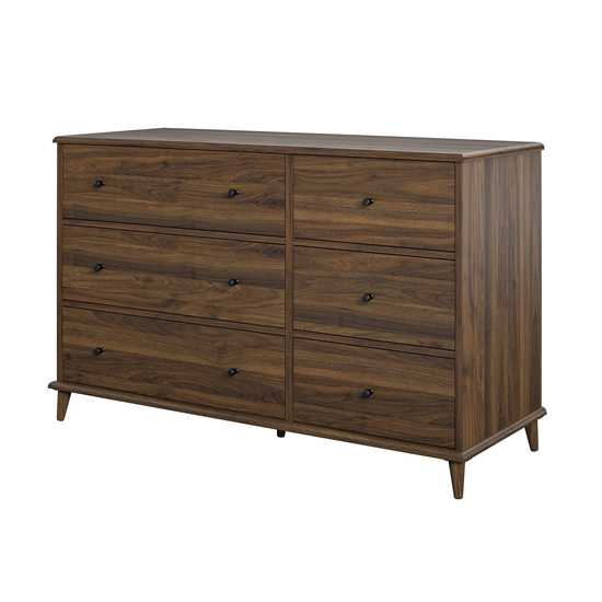 Ferris Wooden Chest Of 6 Drawers In Walnut