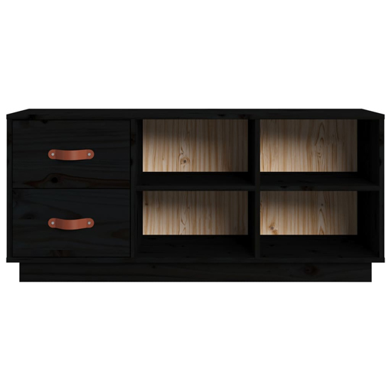 Ferrol Pinewood Shoe Storage Bench With 2 Drawers In Black