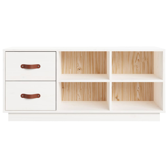 Ferrol Pinewood Shoe Storage Bench With 2 Drawers In White