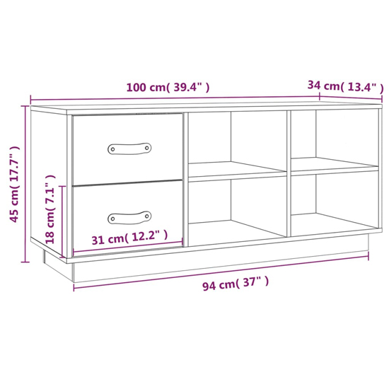 Ferrol Pinewood Shoe Storage Bench With 2 Drawers In White