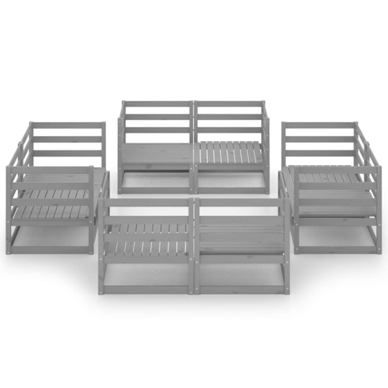 Ferrol Solid Pinewood 8 Piece Garden Lounge Set In Grey