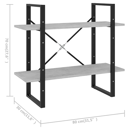 Feryal Wooden 2-Tier Bookshelf In Concrete Effect