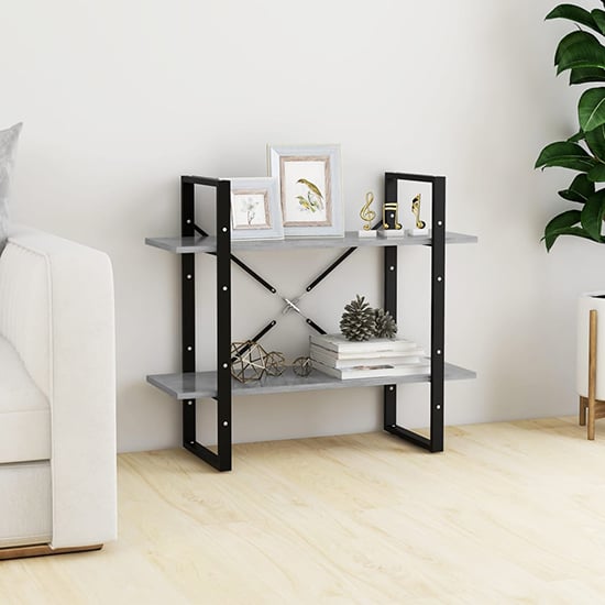 Product photograph of Feryal Wooden 2-tier Bookshelf In Concrete Effect from Furniture in Fashion