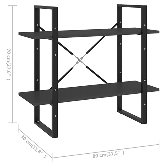 Feryal Wooden 2-Tier Bookshelf In Grey