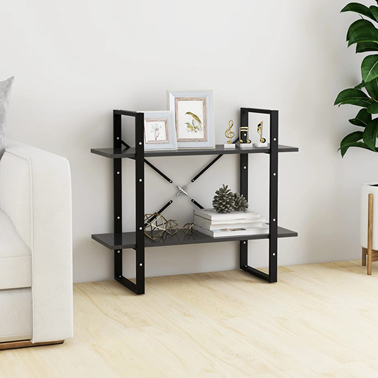 Photo of Feryal wooden 2-tier bookshelf in grey