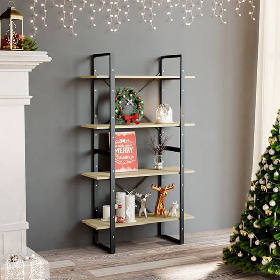 Product photograph of Feryal Wooden 4-tier Bookshelf In Sonoma Oak from Furniture in Fashion