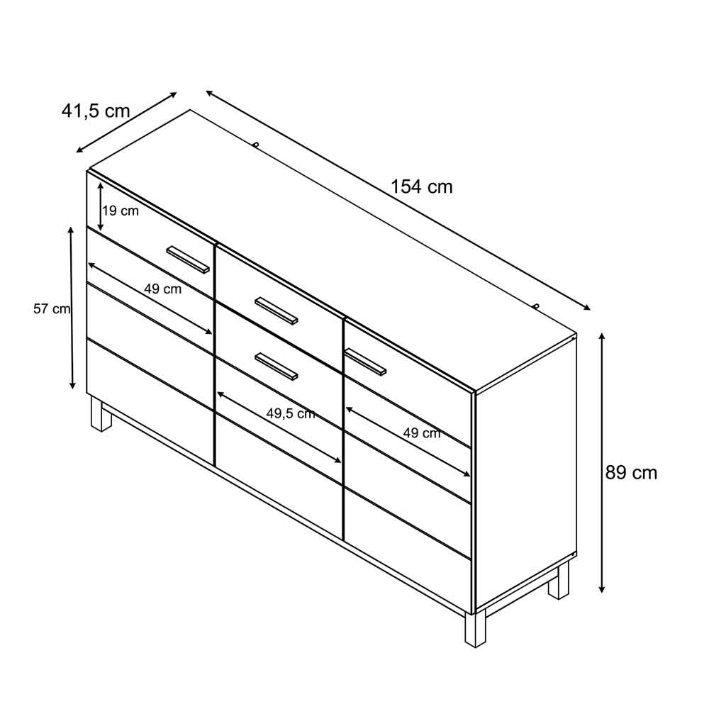 Fesira Wooden Sideboard with 3 Doors in Cashmere