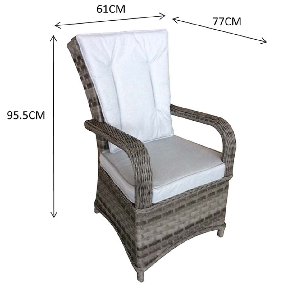 Fetsa Brown Rattan Garden Dining Chairs With Cushion In Pair