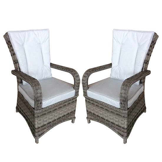 Read more about Fetsa outdoor flat brown weave dining armchairs in pair