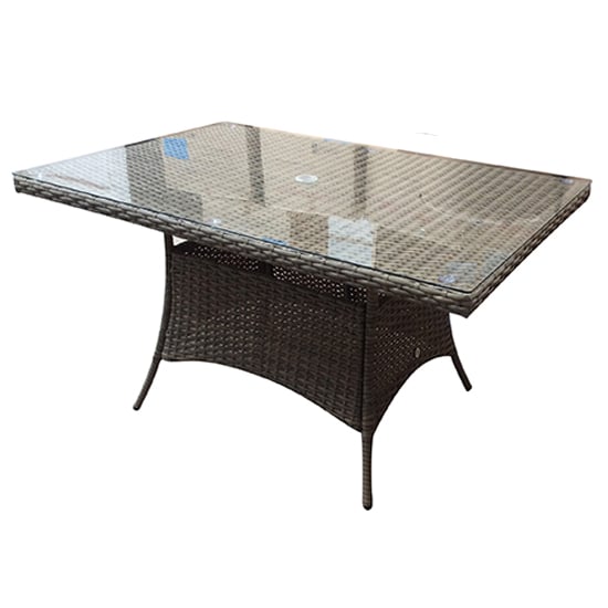 Product photograph of Fetsa Outdoor Rectangular 150cm Dining Table In Brown Weave from Furniture in Fashion