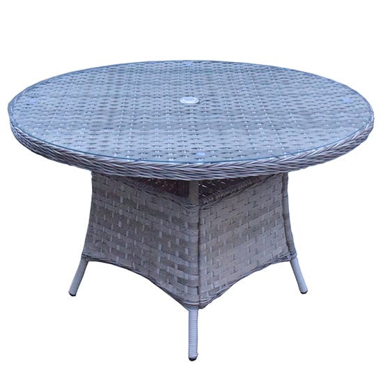 Product photograph of Fetsa Outdoor Round 135cm Dining Table In Flat Brown Weave from Furniture in Fashion