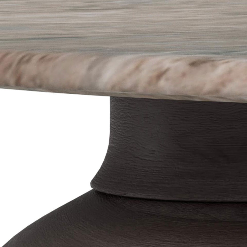 Fexira Grey Toronto Polished Marble Top Coffee Table with Brown Sandblasted Base