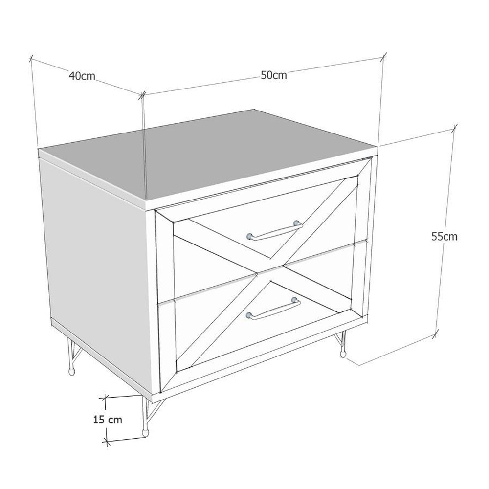 Feyro Wooden Bedside Cabinet With 2 Drawers In Anthracite And Oak