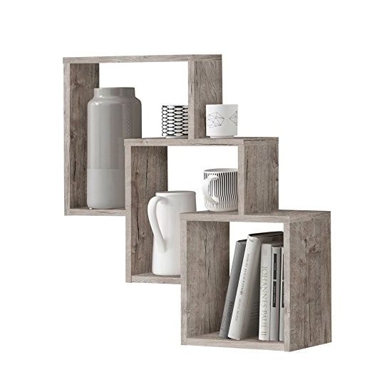 Fibi Trio Wooden Wall Mounted Display Shelves In Sand Oak