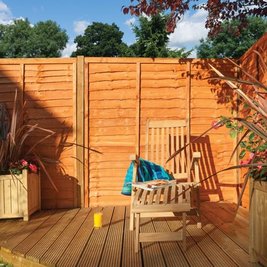 Photo of Fico set of 3 dip treated 6x3 lap fence panel in honey brown