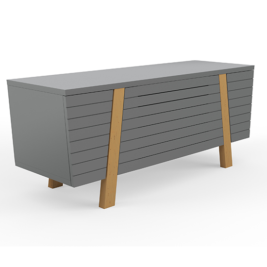 Fiditi Wooden TV Stand With 3 Doors In Grey And Oak