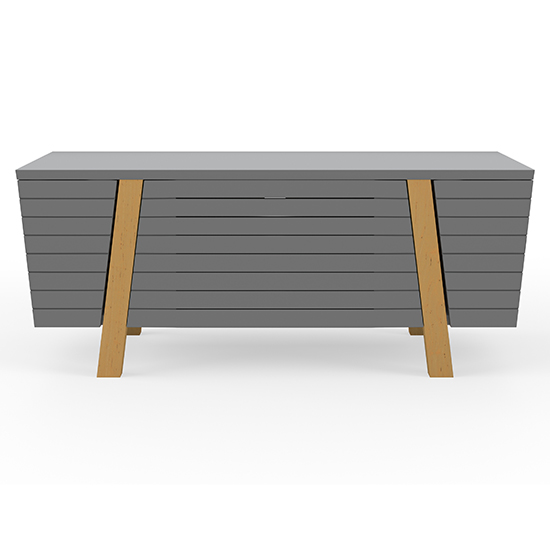 Fiditi Wooden TV Stand With 3 Doors In Grey And Oak
