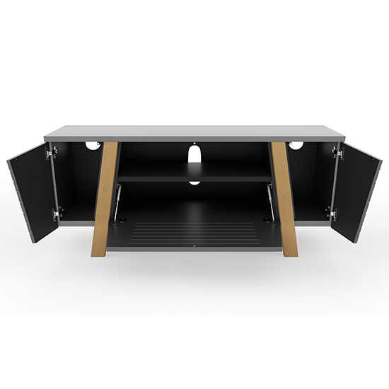 Fiditi Wooden TV Stand With 3 Doors In Grey And Oak