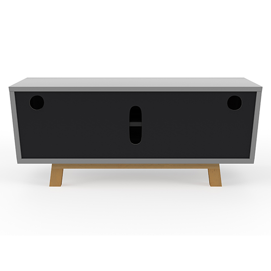 Fiditi Wooden TV Stand With 3 Doors In Grey And Oak