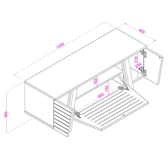 Fiditi Wooden TV Stand With 3 Doors In Grey And Oak