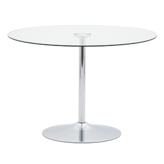 Field Round Clear Glass Dining Table With Chrome Base Furniture in