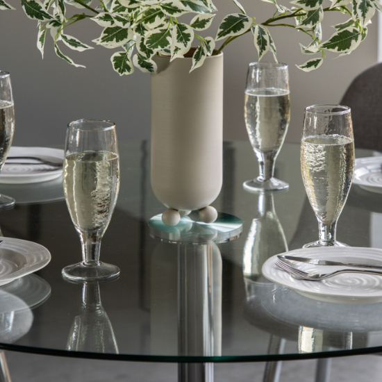 Field Round Clear Glass Dining Table With Chrome Base Furniture in