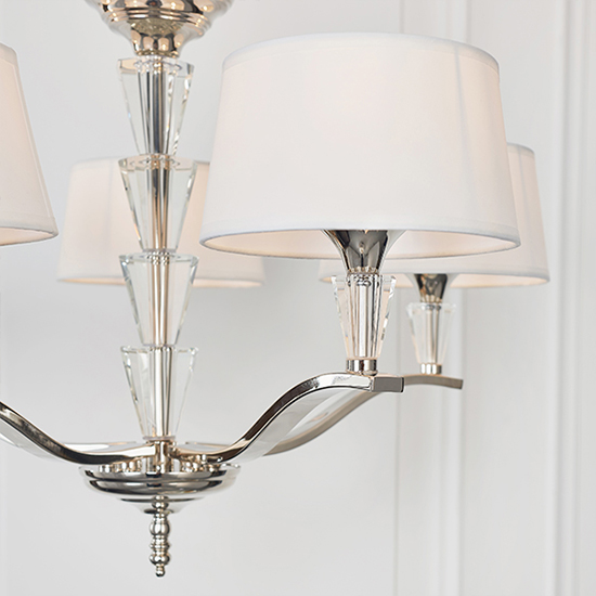 Fiennes 5 Lights White Fabric Ceiling Pendant Light In Chrome