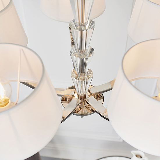 Fiennes 5 Lights White Fabric Ceiling Pendant Light In Chrome