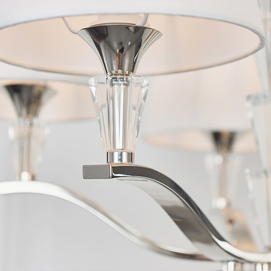 Fiennes 5 Lights White Fabric Ceiling Pendant Light In Chrome