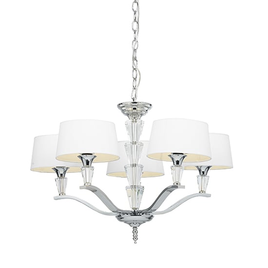 Read more about Fiennes 5 lights white fabric ceiling pendant light in chrome